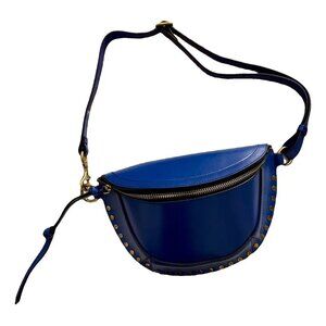 NWT $860 Isabel Marant Skano Belt Bag In Blue Calfskin Leather Sold Out!